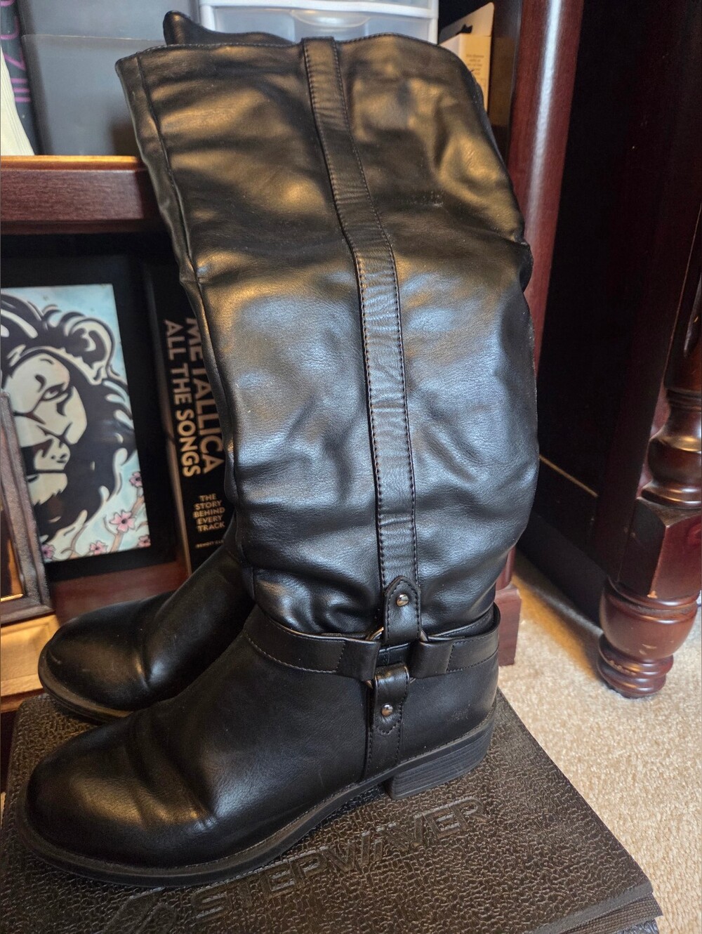 Black Tall Riding Boots - Picture 2 of 5